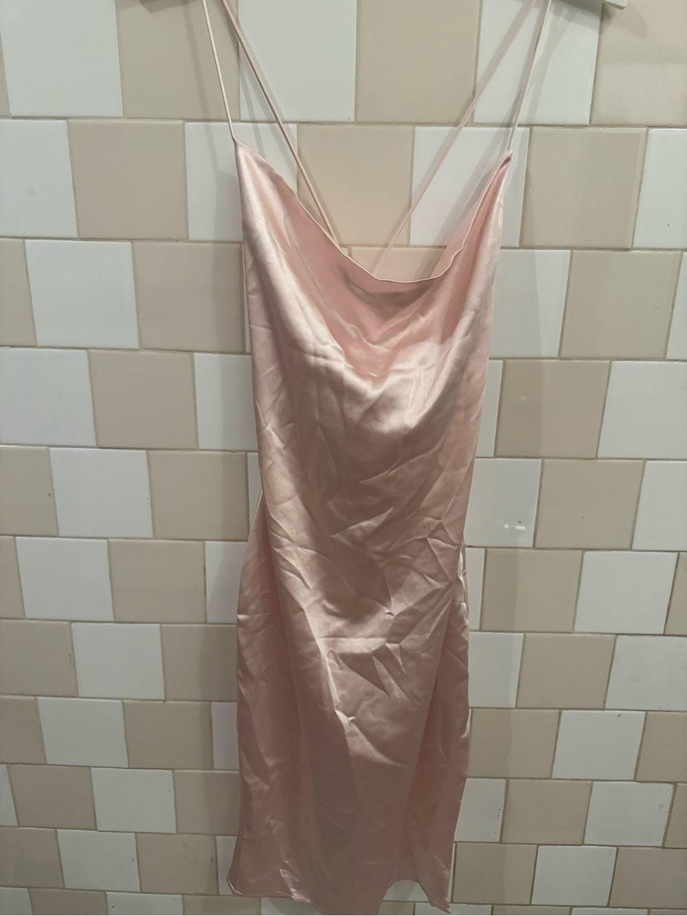 & Other Stories Satin Slip Dress in Light Blush Pink